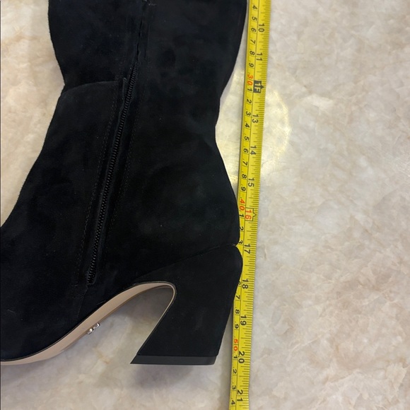 Sam Edelman knee high suede boots with chunky angled unique heel size 8 - Picture 7 of 15